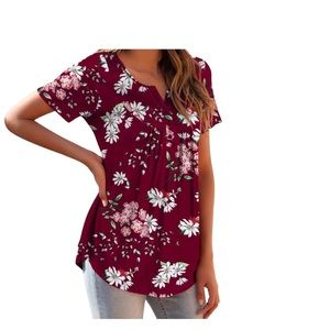 Women’s Burgundy Floral Top Size XXL